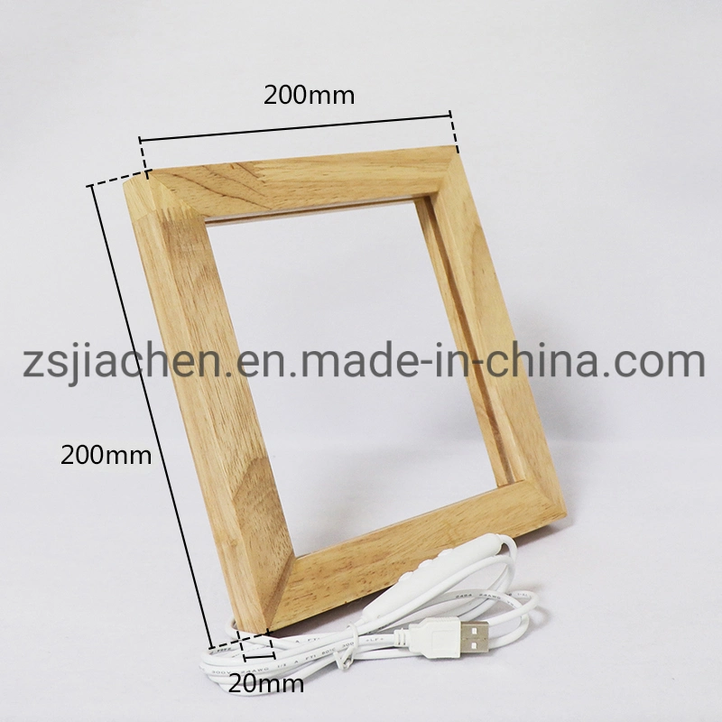 3D Acrylic Table Desk Lamp LED Photo Frame Decoration Wooden Night Light