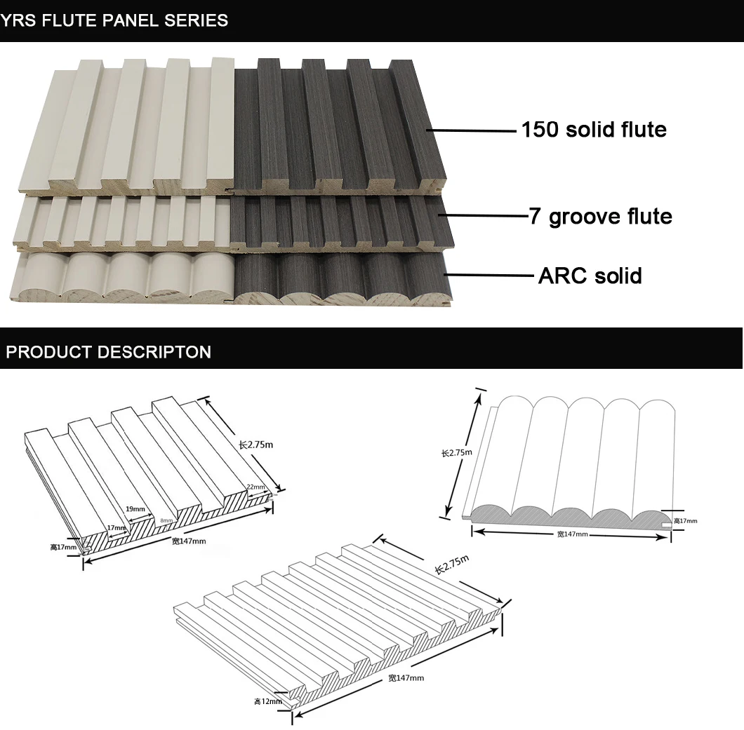 Solid Wood Interior PVC Fluted Wall Panel Cladding Slat Colored Wall Paneling Factory Fluted Wooden Solid Panel Indoor Wood Wall Cladding 3D PS Wall Panel