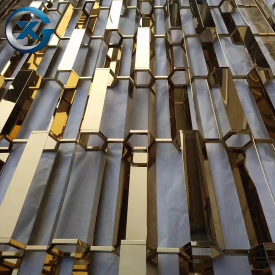 Paneles de biombo de pantalla de corte láser con partición de acero inoxidable de oro bronce